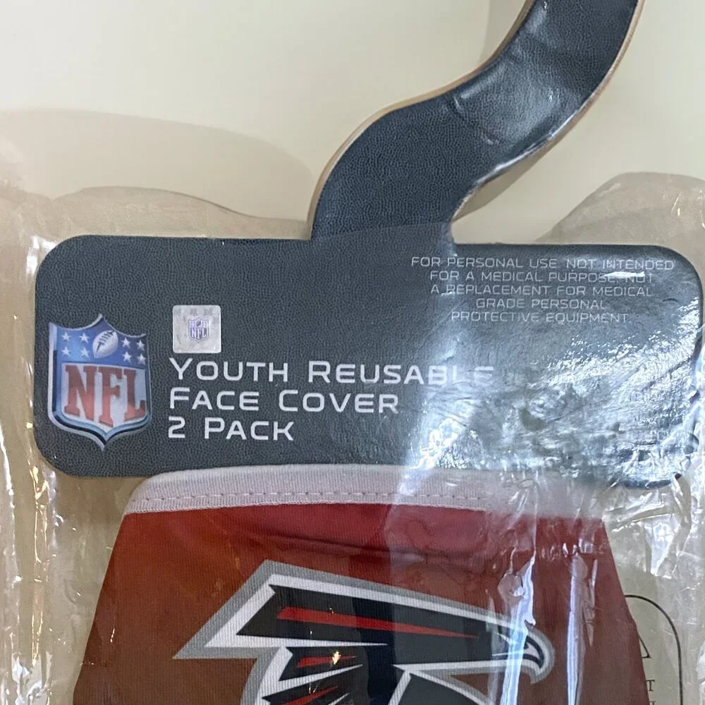 NFL Youth Reusable Face Cover 2 Pack One Size Atlanta Falcons NWT